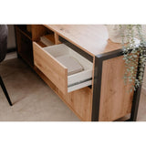 scrivania angolare denver37a reversibile quercia antracite, perfetta per lavorare, studiare o organizzare lo spazio