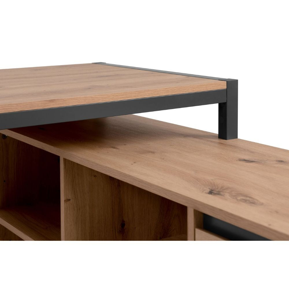 scrivania angolare denver37a reversibile quercia antracite, facile da abbinare a librerie e sedie da ufficio