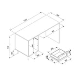 scrivania vienna30a nera con frontali effetto vimini, dotata di mensole, cassetti o vani portaoggetti