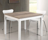 set di 4 sedie coconut in polipropilene bianco e gambe in metallo cromato, dettaglio della struttura in legno, metallo o...