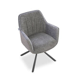 sedia aseat seduta colore grigio con retro colore tortora, dettaglio dell’imbottitura morbida e confortevole