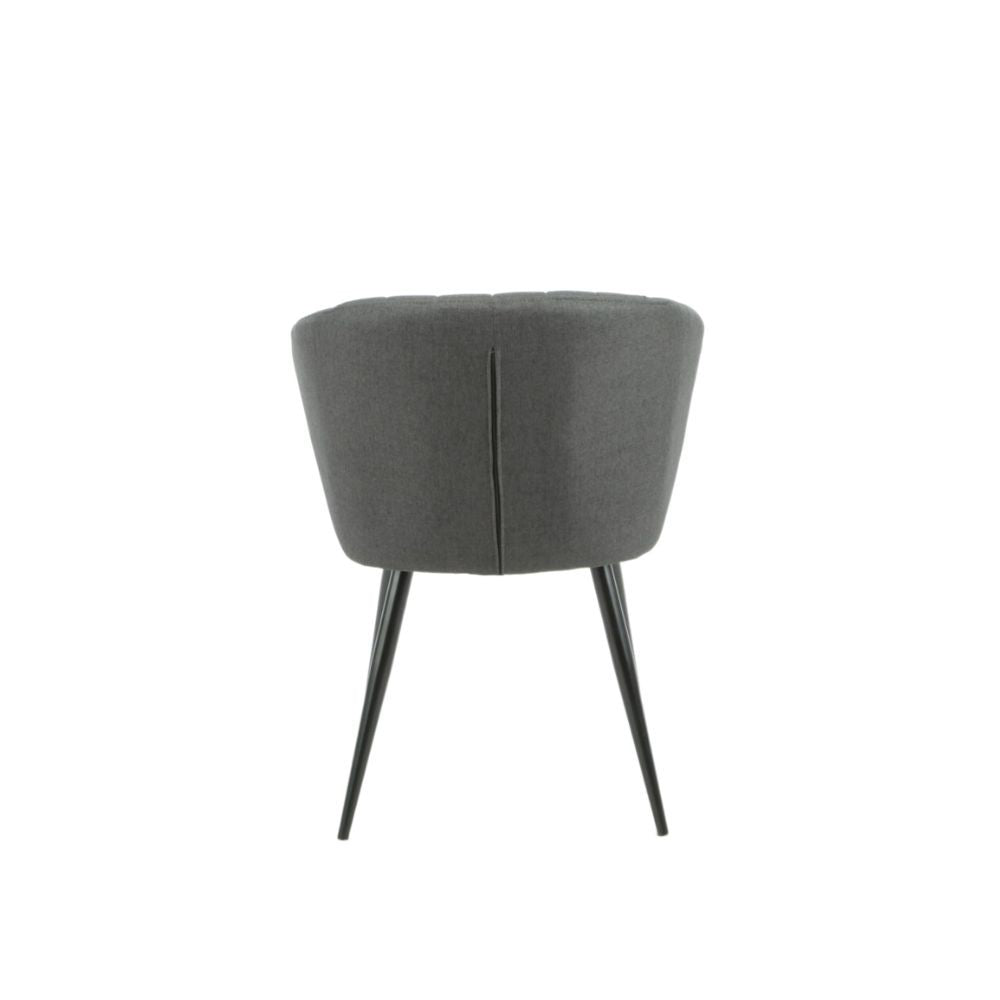 sedia krid tessuto grigio scuro e piedi metallo nero, struttura solida e seduta ergonomica