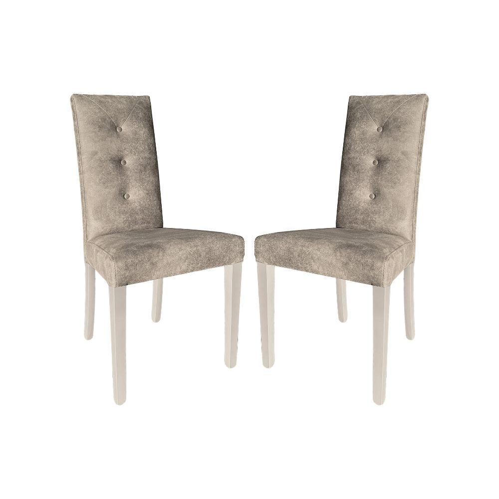 sedia montecarlo 3 bottoni tessuto tortora, vista ambientata in soggiorno o sala da pranzo