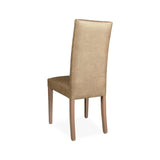 sedia montecarlo 3 bottoni tessuto manila camel struttura in tinta, vista ambientata in soggiorno o sala da pranzo