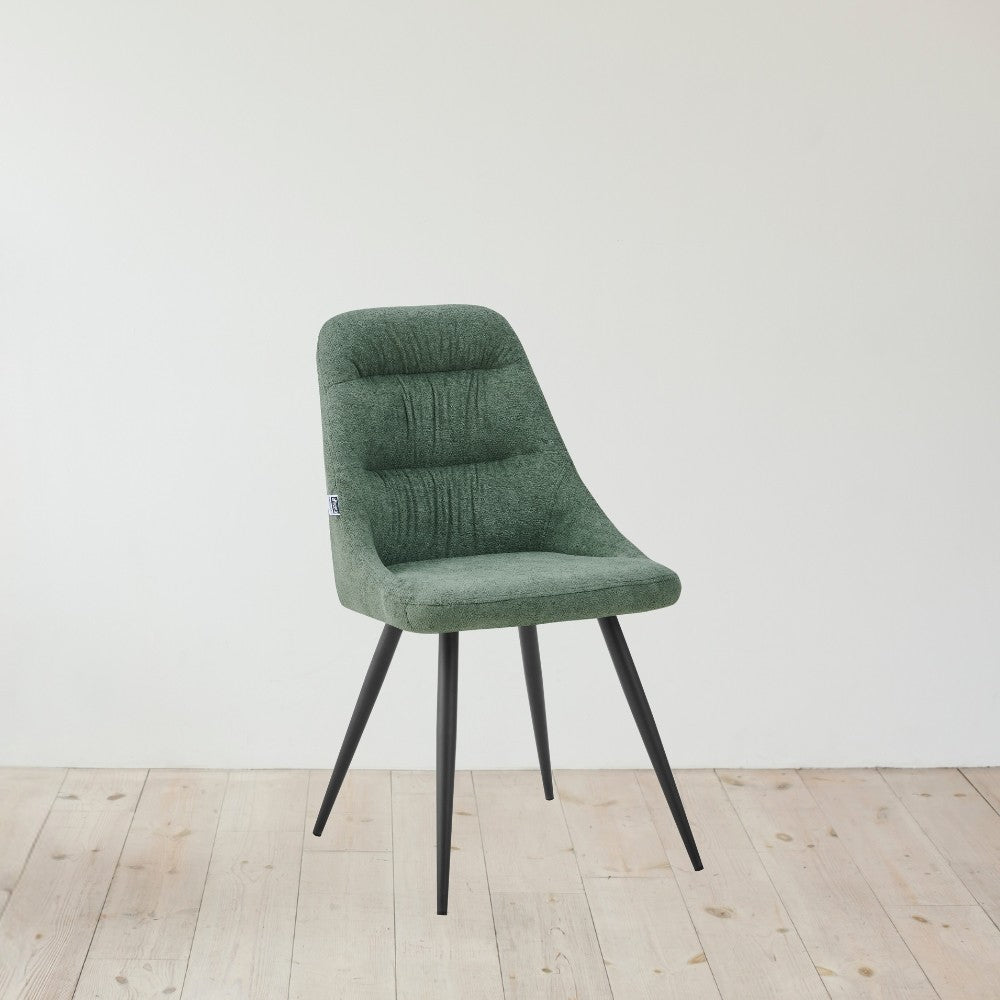 sedia imbottita cascade in tessuto colore verde, sedia imbottita con rivestimento in tessuto o velluto