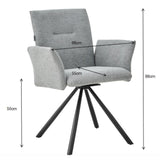 sedia imbottita girevole mosaic in tessuto colore grigio, seduta imbottita perfetta per ambienti raffinati