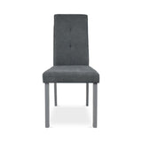 sedia eric in legno colore grigio con seduta in tessuto grigio, dettaglio dell’imbottitura morbida e confortevole