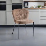 sedia imbottita cami in tessuto teddy tortora, sedia imbottita con rivestimento in tessuto o velluto