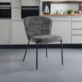 sedia imbottita cami in tessuto teddy grigio, sedia imbottita con rivestimento in tessuto o velluto