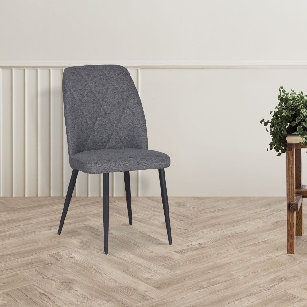 sedia vika in tessuto nordic 15 grigio con piedini neri, sedia imbottita con rivestimento in tessuto o velluto