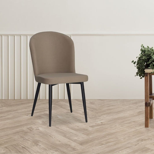 sedia barka in tessuto anka 06 colore tortora con piedi neri, sedia imbottita con rivestimento in tessuto o velluto