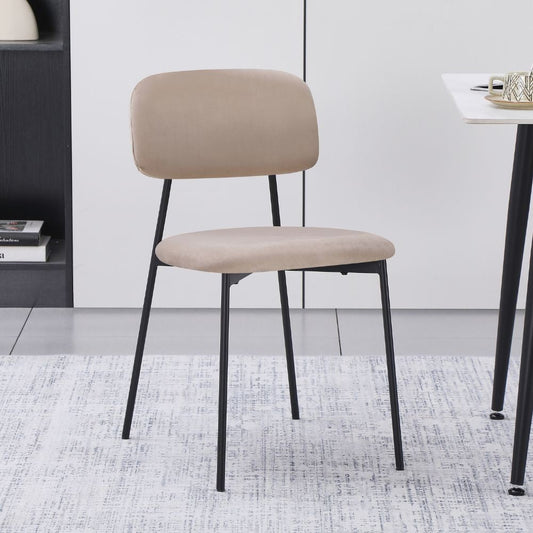 sedia shen in vellutino colore taupe e struttura in metallo nero, sedia imbottita con rivestimento in tessuto o velluto