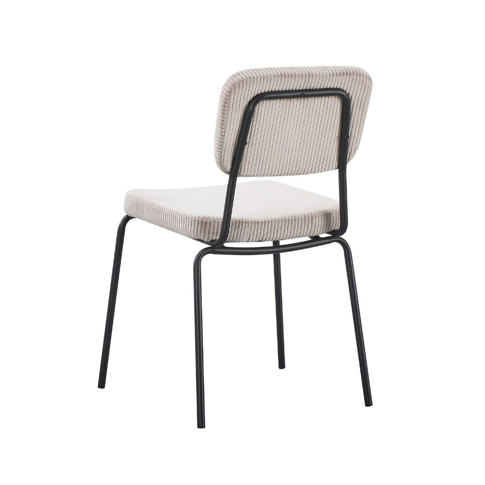 sedia juno in tessuto colore taupe e struttura in metallo nero, perfetta combinazione di eleganza e comfort