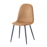 sedia imbottita bretta in vellutino colore mostarda e gambe nere, vista ambientata in soggiorno o sala da pranzo