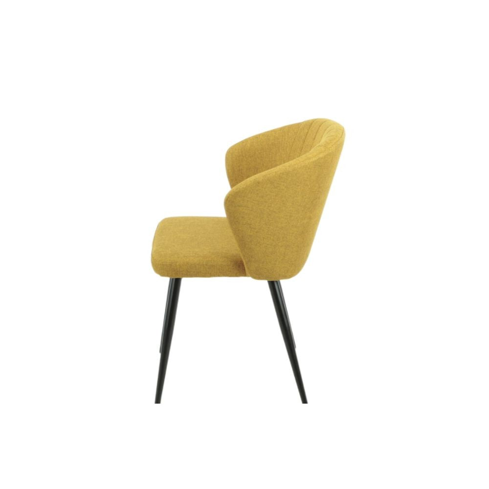 sedia krid tessuto giallo e piedi metallo nero, design accogliente ideale per sedute prolungate