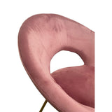 poltroncina etere in velluto rosa con gambe in metallo dorato, perfetta combinazione di eleganza e comfort