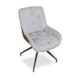 sedia da pranzo agora grigio chiaro con schienale in ecopelle aragosta e gambe nere con base fissa, vista ambientata in soggiorno o sala da pranzo