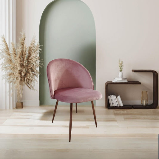 sedia despina in tessuto colore rosa e gambe in metallo oro rosa, sedia imbottita con rivestimento in tessuto o velluto