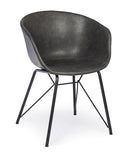 set di 2 poltroncine warhol in similpelle antracite e gambe in acciaio nero, con braccioli, poltroncina elegante con...