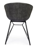 set di 2 poltroncine warhol in similpelle antracite e gambe in acciaio nero, con braccioli, comfort superiore grazie al...