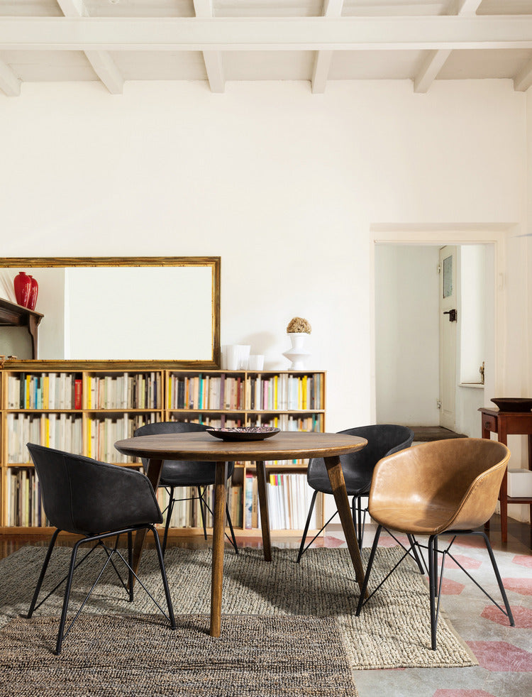 set di 2 poltroncine warhol in similpelle cuoio e gambe in acciaio nero, con braccioli, perfetta come sedia capotavola o...