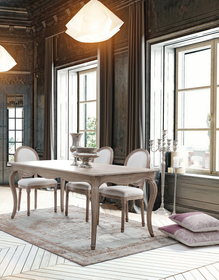 set di 2 poltroncine mathilde tessuto naturale e legno invecchiato, poltroncina versatile per casa o ufficio