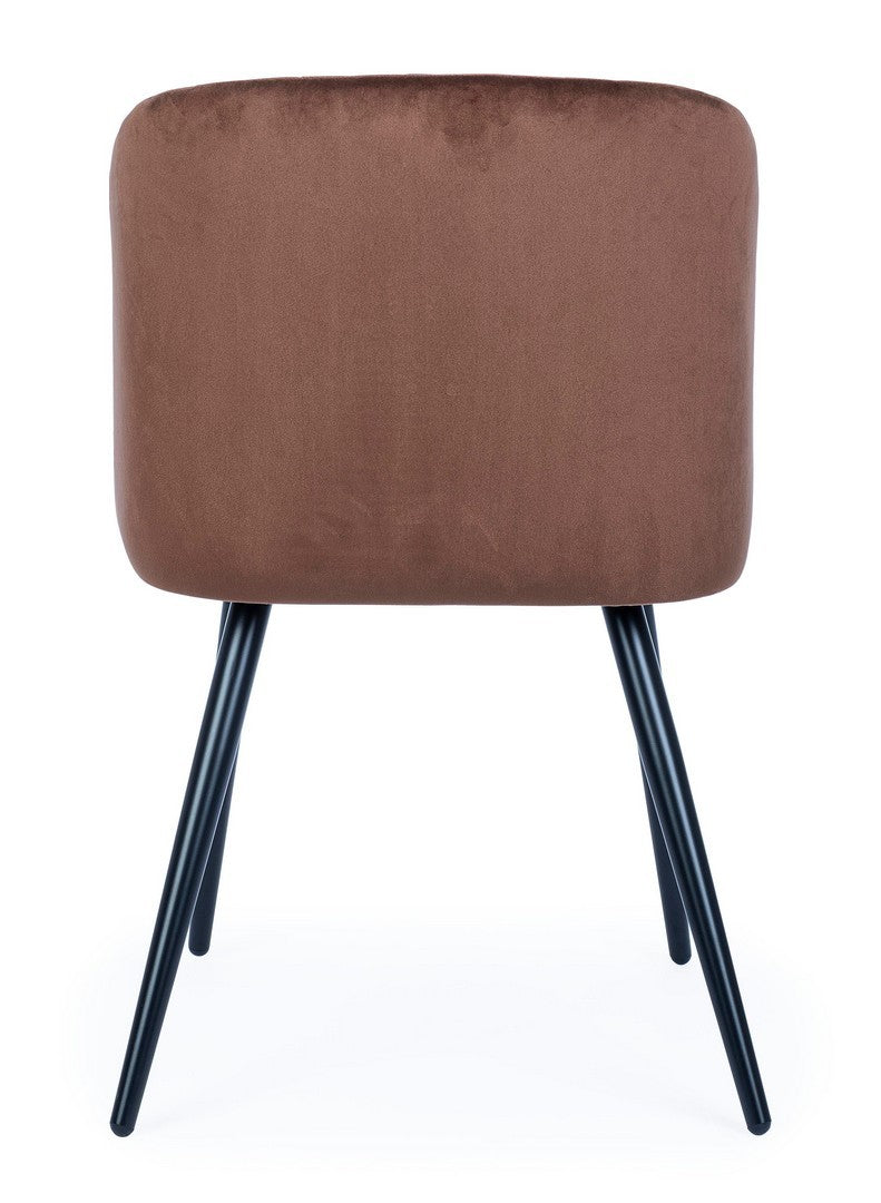 set di 2 sedie queen in velluto color ruggine, vista ambientata in soggiorno o sala da pranzo