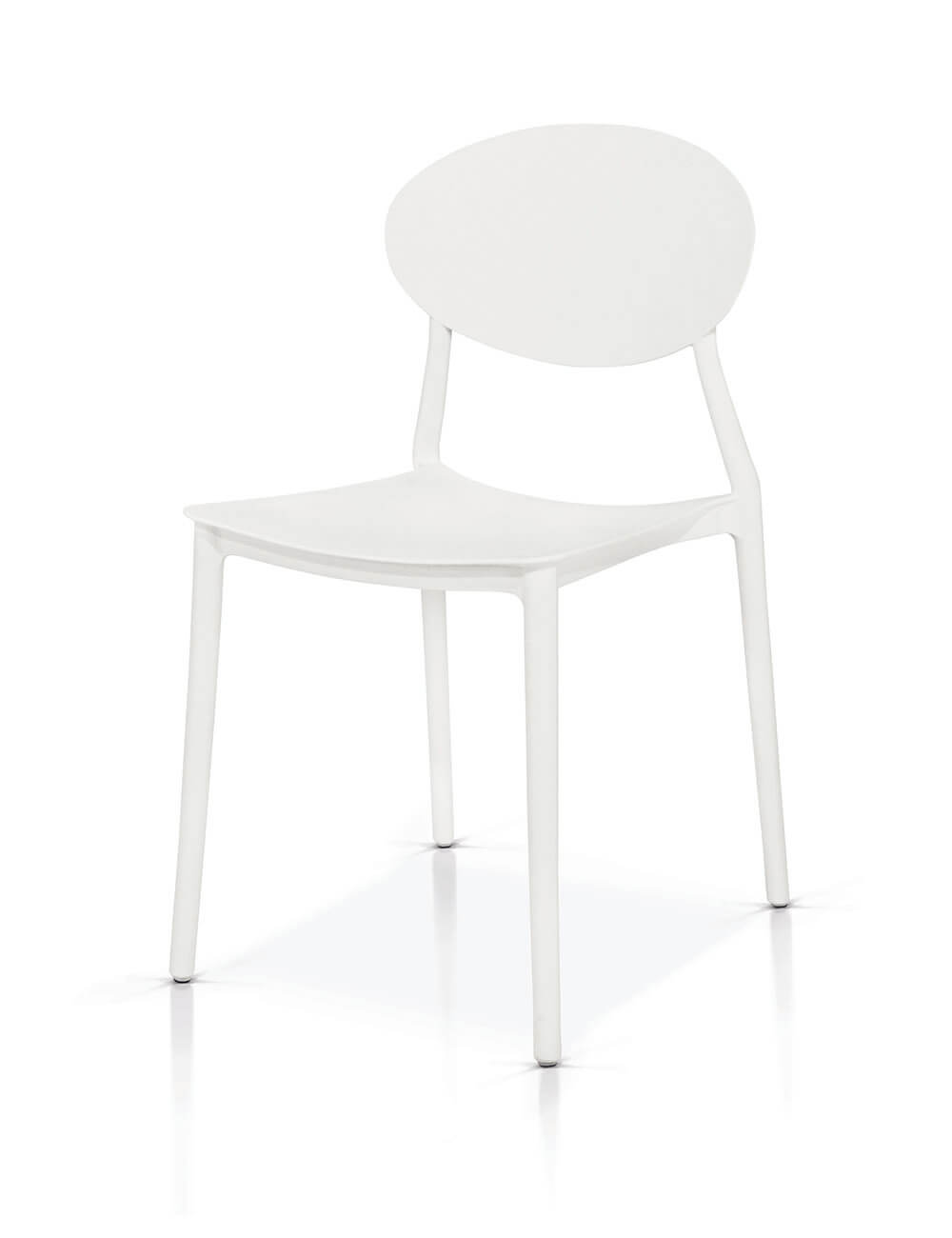 set di 4 sedie bang lamphu in polipropilene bianco schienale ovale, sedia per esterno resistente agli agenti atmosferici