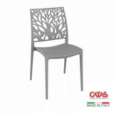 sedia tree in polipropilene rinforzata con fibra di vetro colore grigio metal, vista ambientata in cucina, ufficio o sala d’attesa