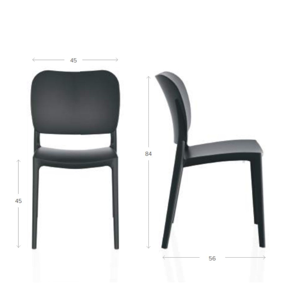 sedia orbita in polipropilene rinforzata con fibra di vetro colore bronzo, facile da pulire e perfetta per uso quotidiano