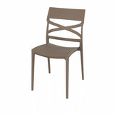 sedia flow in polipropilene rinforzata con fibra di vetro colore tortora, dettaglio della seduta ergonomica in polipropilene