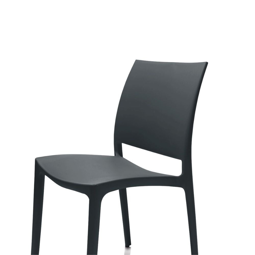 sedia curtis polipropilene antracite design ergonomico, dettaglio della seduta ergonomica in polipropilene