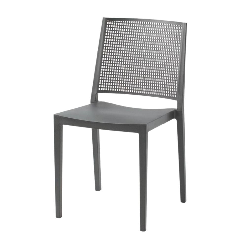 sedia grid polipropilene grigio, dettaglio della seduta ergonomica in polipropilene