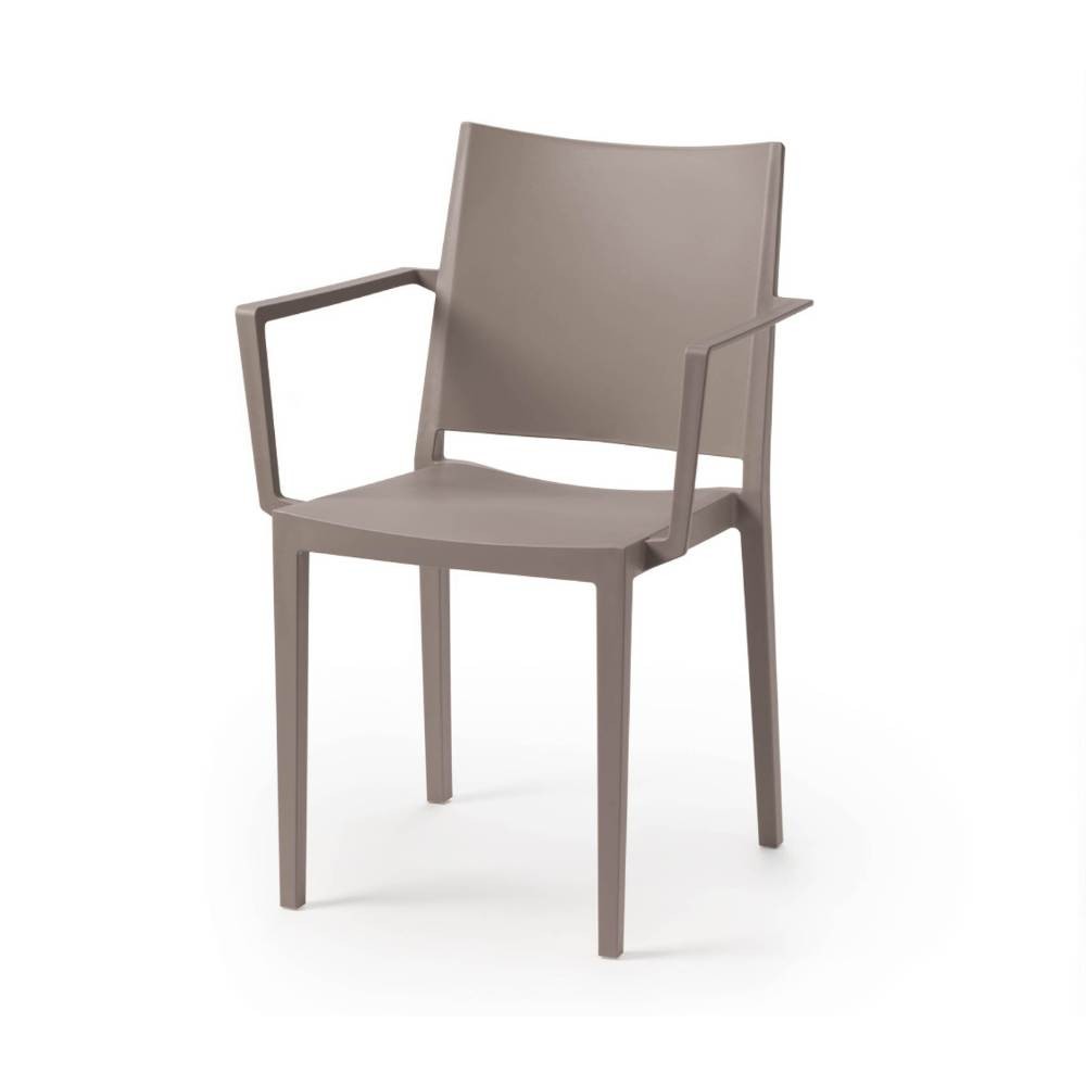 poltrona mosk polipropilene tortora, dettaglio della seduta ergonomica in polipropilene