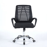 poltrona ufficio new bisk 48x51x88 cm. con mesh nero e base cromata, dettaglio di schienale regolabile e braccioli imbottiti