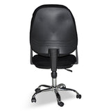 poltrona da ufficio cr415 tessuto nero con base cromata, meccanismo reclinabile e regolabile in altezza