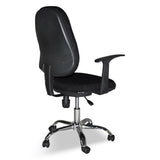 poltrona da ufficio cr415 tessuto nero con base cromata, base girevole con ruote per massima mobilità