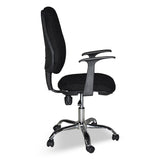 poltrona da ufficio cr415 tessuto nero con base cromata, rivestimento traspirante in rete o tessuto tecnico