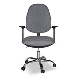 poltrona da ufficio cr415 tessuto grigio con base cromata, vista ambientata in studio o postazione di lavoro