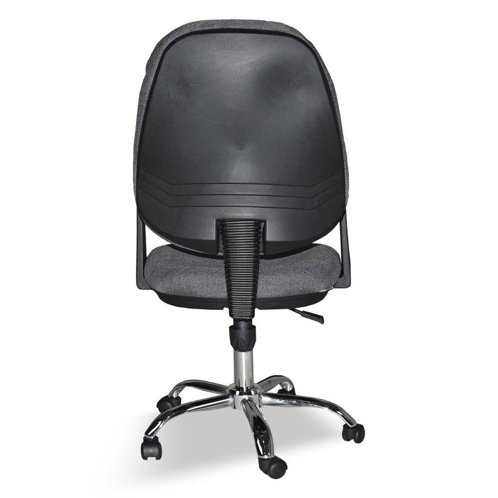 poltrona da ufficio cr415 tessuto grigio con base cromata, meccanismo reclinabile e regolabile in altezza