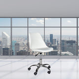 poltrona da ufficio lc719 in plastica colore bianco con base cromata, sedia ergonomica da ufficio per supporto lombare