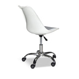 poltrona da ufficio lc719 in plastica colore bianco con base cromata, meccanismo reclinabile e regolabile in altezza