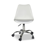 poltrona da ufficio lc719 in plastica colore bianco con base cromata, rivestimento traspirante in rete o tessuto tecnico