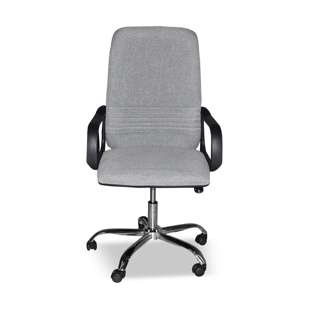 poltrona da ufficio cr106h in tessuto grigio e base cromata, meccanismo reclinabile e regolabile in altezza
