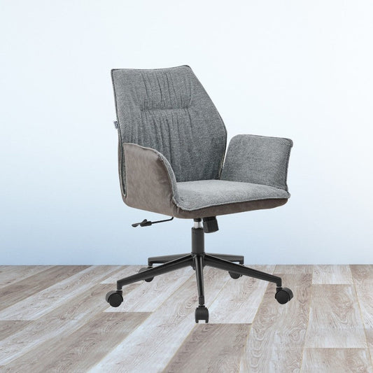 poltrona girevole citra con rotelle in retro elephant e seduta grigia, sedia ergonomica da ufficio per supporto lombare