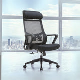 poltrona ufficio pasco con schienale in rete alto e reclinabile colore nero, sedia ergonomica da ufficio per supporto lombare