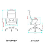 poltrona ufficio pasco con schienale in rete alto e reclinabile colore nero, meccanismo reclinabile e regolabile in altezza