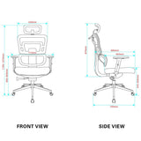 poltrona ufficio pumo con schienale in rete e poggiatesta regolabile colore nero, vista ambientata in studio o postazione di lavoro