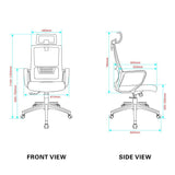 poltrona ufficio ica con schienale in rete e poggiatesta regolabile colore grigio, meccanismo reclinabile e regolabile in altezza
