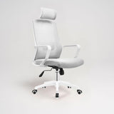 poltrona ufficio ica con schienale in rete e poggiatesta regolabile colore bianco, sedia ergonomica da ufficio per supporto lombare